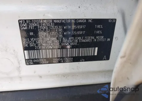 2021 Toyota Rav4 Le from USA, damaged, VIN 2T3F1RFV5MW148662